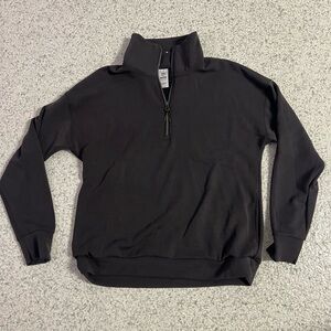Black Quarter-Zip Sweatshirt with Stand-Up Collar